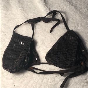 Brown sequin bikini top